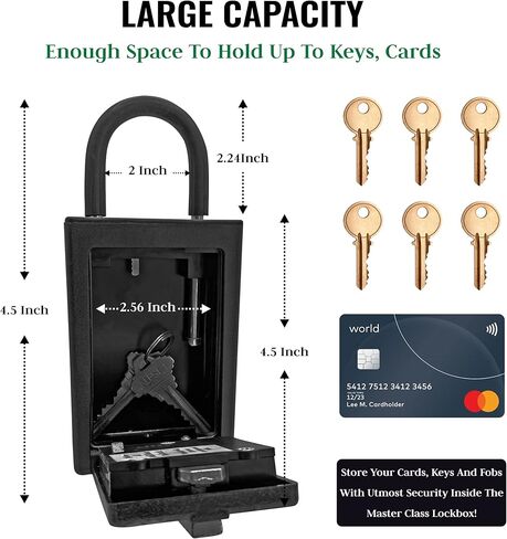 سلسلة صناديق القفل الميكانيكية NU-SET: تخزين البطاقات، تخزين المفاتيح، تخزين المفاتيح للسكن، العقارات المؤجرة، المكتب التجاري، أمن الفناء، مجتمع ركوب الأمواج، لمسة نهائية مطلية بمسحوق أسود، عبوة واحدة in Kuwait