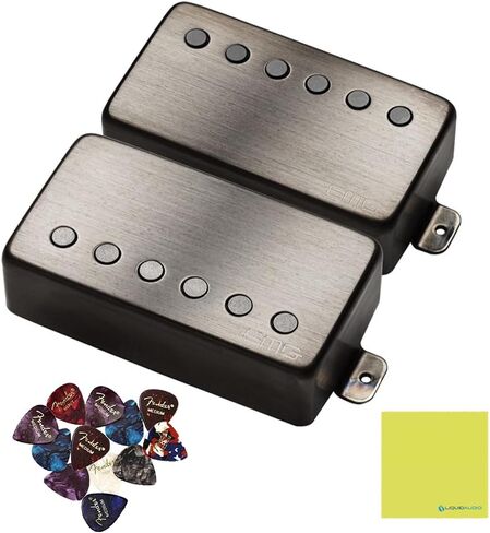 EMG JH James Hetfield Signature Guitar Pickup Set Black Brushed Chrome Bundle w/ 12x Fender Guitar Picks, and Liquid Audio Polishing Cloth in Saudi Arabia