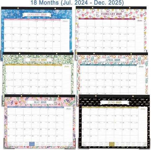 2024-2025 Desk Calendar - Large Desk Calendar 2024-2025, 22" x 17", Jul. 2024 - Dec. 2025, 18 Months Planning, Large Ruled Blocks, Tear Off Design, 2 Corner Protectors & 2 Hanging Hooks in Saudi Arabia