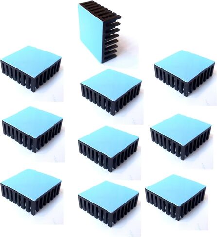 Easycargo 10pcs 25mm Heatsink Kit 25x25x10mm + 3M 8810 Thermal Conductive Adhesive Tape, Cooler Aluminum Heat Sinks for Cooling Raspberry Pi 4 GPU IC Chips LED (25mmx25mmx10mm) in Saudi Arabia