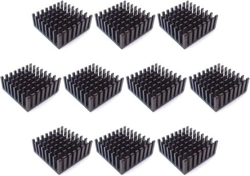 Easycargo 10pcs 25mm Heatsink Kit 25x25x10mm + 3M 8810 Thermal Conductive Adhesive Tape, Cooler Aluminum Heat Sinks for Cooling Raspberry Pi 4 GPU IC Chips LED (25mmx25mmx10mm) in Saudi Arabia