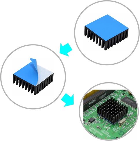 Easycargo 10pcs 25mm Heatsink Kit 25x25x10mm + 3M 8810 Thermal Conductive Adhesive Tape, Cooler Aluminum Heat Sinks for Cooling Raspberry Pi 4 GPU IC Chips LED (25mmx25mmx10mm) in Saudi Arabia