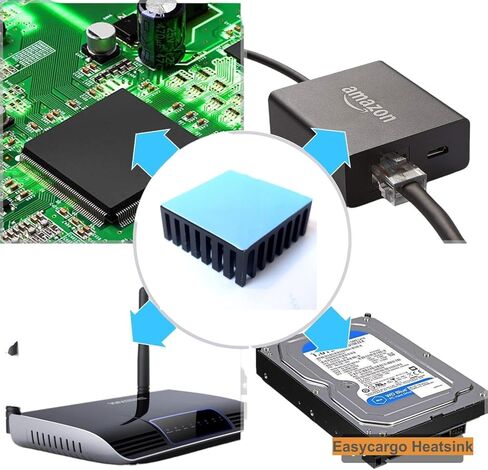 Easycargo 10pcs 25mm Heatsink Kit 25x25x10mm + 3M 8810 Thermal Conductive Adhesive Tape, Cooler Aluminum Heat Sinks for Cooling Raspberry Pi 4 GPU IC Chips LED (25mmx25mmx10mm) in Saudi Arabia