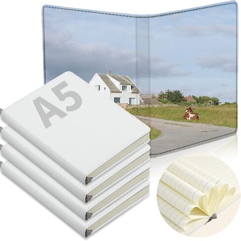 Zonon 4 Pcs Sublimation Journal Blank Notebooks A6 A5 A4 190 Pages Thick Faux Leather Notebooks Sublimation Notebooks Leather Sublimation Journal for School Office Supplies (8.3 x 6 Inch, A5) in Saudi Arabia
