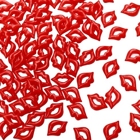 BENOSPACE 100Pcs Resin Red Lip Beads Flat Back Sexy Lip Accessories Kiss Charms Pendant Crafts for Jewelry Making DIY Scrapbooking Embellishment Phone Case Nail Art Hairpin Ornaments Decors Hair Clip in Kuwait