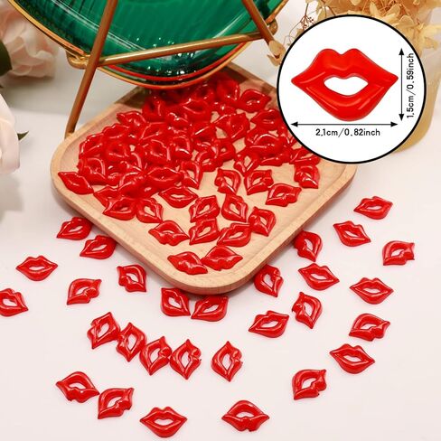 BENOSPACE 100Pcs Resin Red Lip Beads Flat Back Sexy Lip Accessories Kiss Charms Pendant Crafts for Jewelry Making DIY Scrapbooking Embellishment Phone Case Nail Art Hairpin Ornaments Decors Hair Clip in Kuwait