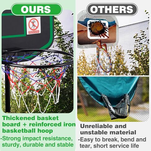 Trampoline Basketball Hoop with String Light, Attachment for Straight Pole Trampolines, Easy to Install & Sturdy Trampoline Accessories, Ideal Gift for Boys and Girls in Kuwait