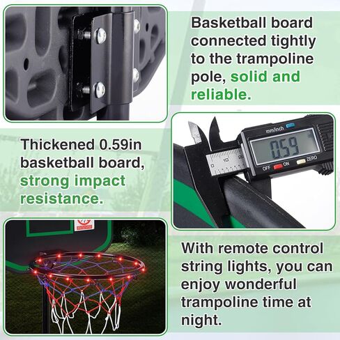 Trampoline Basketball Hoop with String Light, Attachment for Straight Pole Trampolines, Easy to Install & Sturdy Trampoline Accessories, Ideal Gift for Boys and Girls in Kuwait