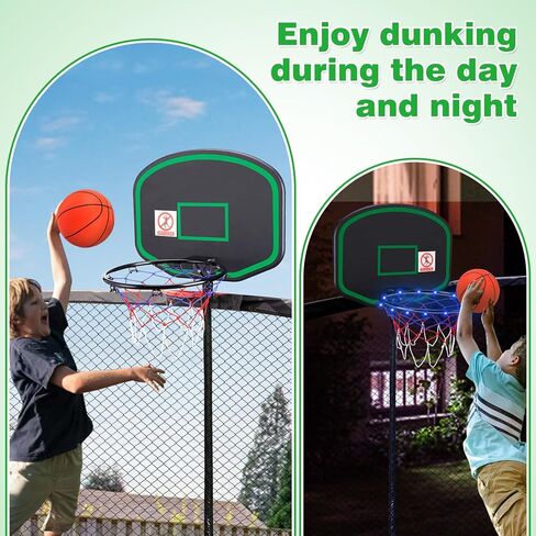 Trampoline Basketball Hoop with String Light, Attachment for Straight Pole Trampolines, Easy to Install & Sturdy Trampoline Accessories, Ideal Gift for Boys and Girls in Kuwait