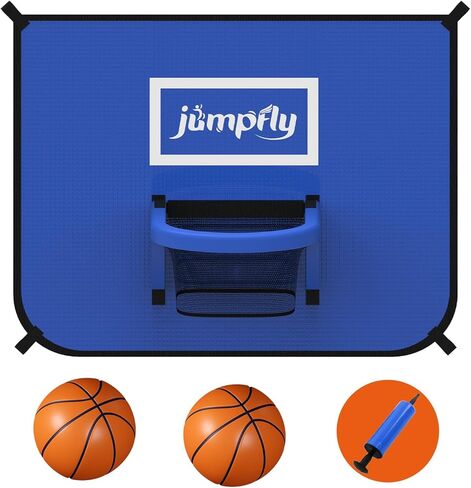 طوق كرة السلة Jumpfly Trampoline - ملحق طوق كرة السلة Trampoline مع حاوية، 2 كرة سلة صغيرة ومضخة واحدة - مواد ناعمة وحافة قابلة للفصل للغطس الآمن in Kuwait