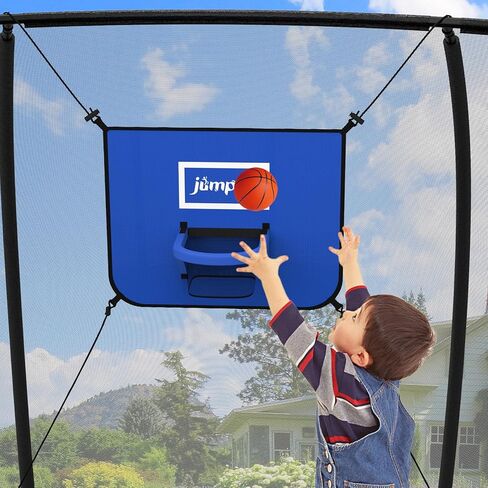 طوق كرة السلة Jumpfly Trampoline - ملحق طوق كرة السلة Trampoline مع حاوية، 2 كرة سلة صغيرة ومضخة واحدة - مواد ناعمة وحافة قابلة للفصل للغطس الآمن in Kuwait