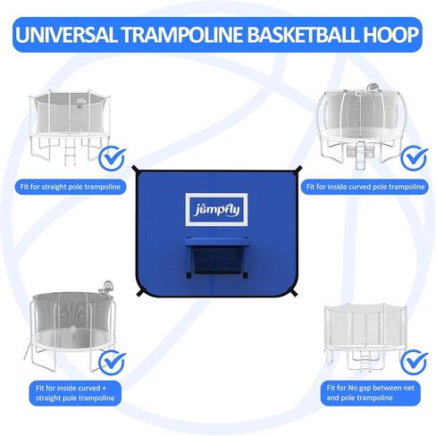 طوق كرة السلة Jumpfly Trampoline - ملحق طوق كرة السلة Trampoline مع حاوية، 2 كرة سلة صغيرة ومضخة واحدة - مواد ناعمة وحافة قابلة للفصل للغطس الآمن in Kuwait
