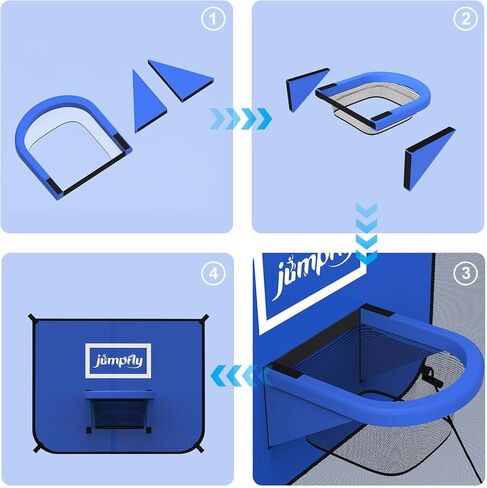 طوق كرة السلة Jumpfly Trampoline - ملحق طوق كرة السلة Trampoline مع حاوية، 2 كرة سلة صغيرة ومضخة واحدة - مواد ناعمة وحافة قابلة للفصل للغطس الآمن in Kuwait