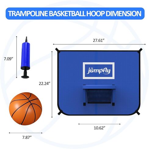 طوق كرة السلة Jumpfly Trampoline - ملحق طوق كرة السلة Trampoline مع حاوية، 2 كرة سلة صغيرة ومضخة واحدة - مواد ناعمة وحافة قابلة للفصل للغطس الآمن in Kuwait