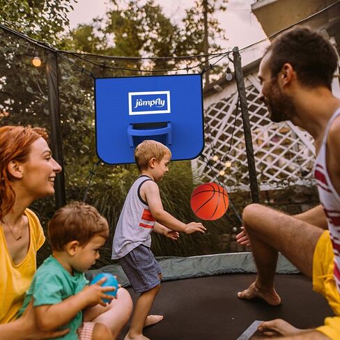 طوق كرة السلة Jumpfly Trampoline - ملحق طوق كرة السلة Trampoline مع حاوية، 2 كرة سلة صغيرة ومضخة واحدة - مواد ناعمة وحافة قابلة للفصل للغطس الآمن in Kuwait