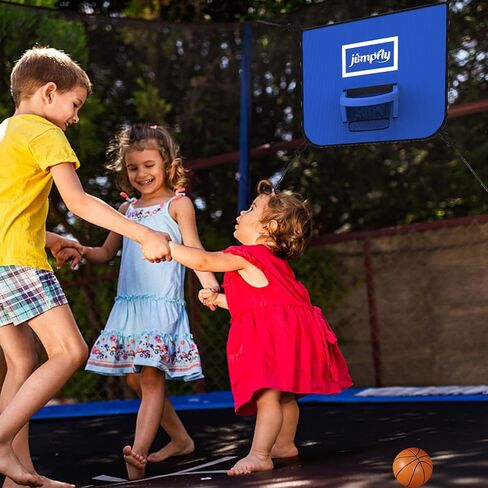 طوق كرة السلة Jumpfly Trampoline - ملحق طوق كرة السلة Trampoline مع حاوية، 2 كرة سلة صغيرة ومضخة واحدة - مواد ناعمة وحافة قابلة للفصل للغطس الآمن in Kuwait