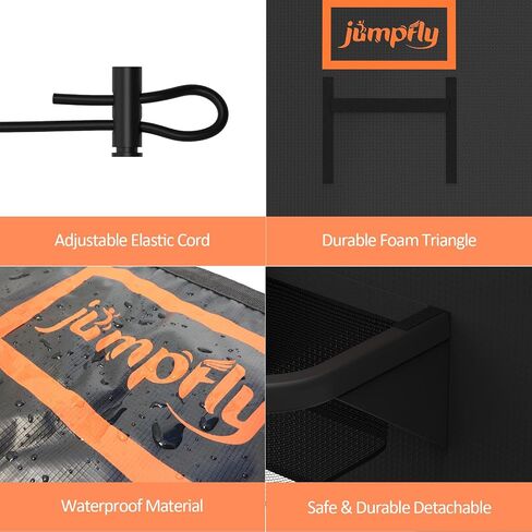 Jumpfly Trampoline Basketball Hoop - Trampoline Basketball Hoop Attachment with Enclosure, 2 Mini Basketballs & 1 Pump - Soft Materials & Breakaway Rim for Safe Dunking in Saudi Arabia