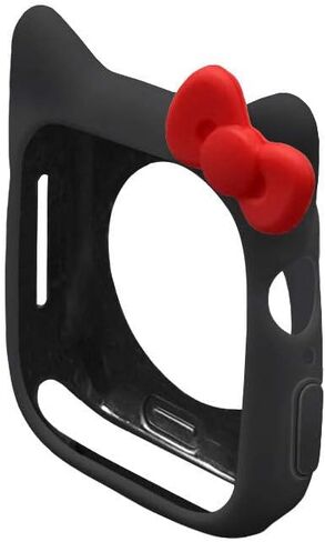 إطار واقٍ من السيليكون الناعم من Nenis كارتوني مضاد للخدش| حافظة ماوس - Kitty Ears متوافقة مع Apple Watch Series 8، 7، 6، 5، SE (أسود - أحمر، 45 ملم) in Saudi Arabia