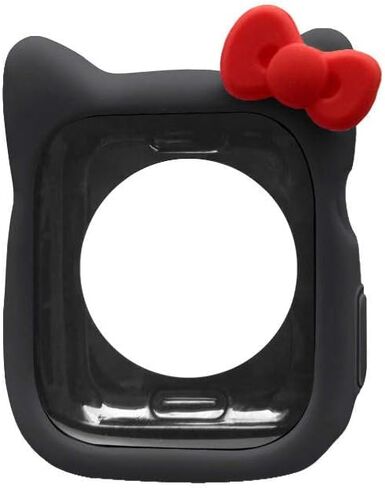 إطار واقٍ من السيليكون الناعم من Nenis كارتوني مضاد للخدش| حافظة ماوس - Kitty Ears متوافقة مع Apple Watch Series 8، 7، 6، 5، SE (أسود - أحمر، 45 ملم) in Saudi Arabia