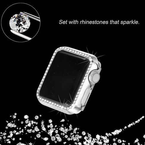 Secbolt Dressy Case Compatible with Apple Watch Band, Bling Cover Bumper Protective Frame Screen Protector for iWatch SE Series 6/5/4/3/2/1 in Saudi Arabia