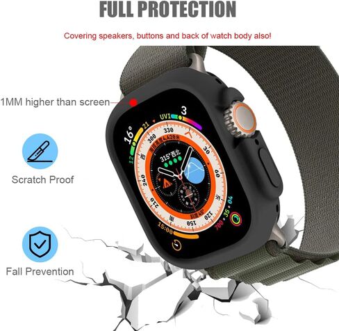 حافظة SIXFU مكونة من 6 قطع مصممة لساعة Apple Watch Ultra 49 مم، ملحقات حافظة ناعمة ممتصة للصدمات غطاء كامل بما في ذلك زر iWatch Ultra (أسود، شفاف، برتقالي، وردي، أخضر، أبيض) in Kuwait