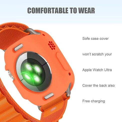 حافظة SIXFU مكونة من 6 قطع مصممة لساعة Apple Watch Ultra 49 مم، ملحقات حافظة ناعمة ممتصة للصدمات غطاء كامل بما في ذلك زر iWatch Ultra (أسود، شفاف، برتقالي، وردي، أخضر، أبيض) in Kuwait