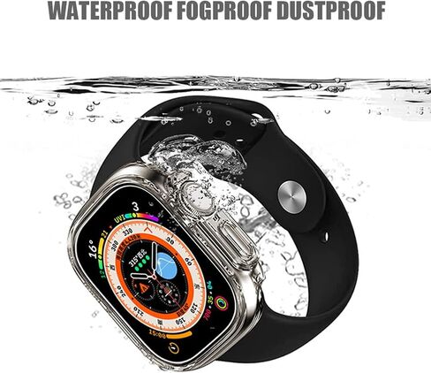 حافظة SIXFU مكونة من 6 قطع مصممة لساعة Apple Watch Ultra 49 مم، ملحقات حافظة ناعمة ممتصة للصدمات غطاء كامل بما في ذلك زر iWatch Ultra (أسود، شفاف، برتقالي، وردي، أخضر، أبيض) in Kuwait