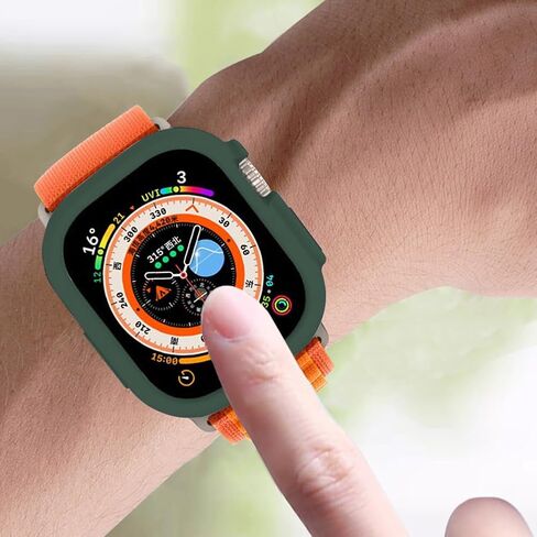 حافظة SIXFU مكونة من 6 قطع مصممة لساعة Apple Watch Ultra 49 مم، ملحقات حافظة ناعمة ممتصة للصدمات غطاء كامل بما في ذلك زر iWatch Ultra (أسود، شفاف، برتقالي، وردي، أخضر، أبيض) in Kuwait