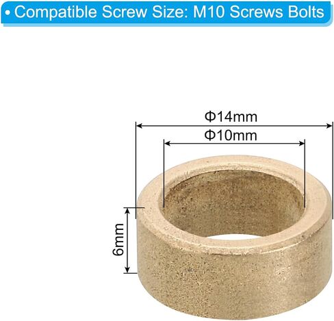 PATIKIL M10 Brass Spacers, 5 Pcs Metal Spacer Brass 10mm ID x 14mm OD x 6mm L Brass Spacers Screw Standoff for 3/8 Inch or M10 Screw in Kuwait