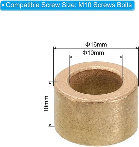 PATIKIL M10 Brass Spacers, 5 Pcs Metal Spacer Brass 10mm ID x 14mm OD x 6mm L Brass Spacers Screw Standoff for 3/8 Inch or M10 Screw in Kuwait