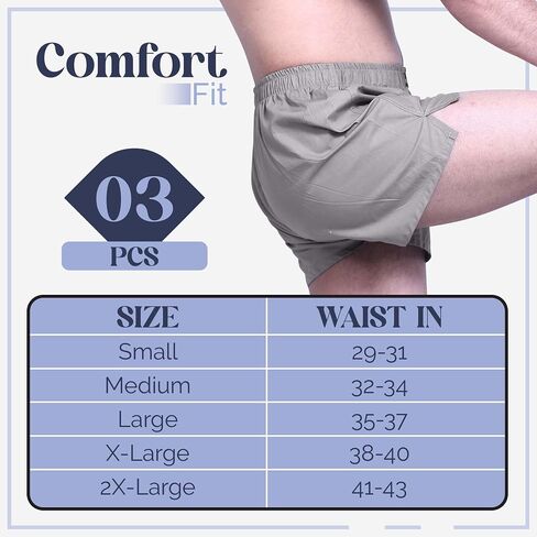 BLUSPEAR 3 Pack Woven Boxers for Men, Cotton-rich Soft Men’s Tag-free Assorted Boxers Shorts with Fly in Saudi Arabia