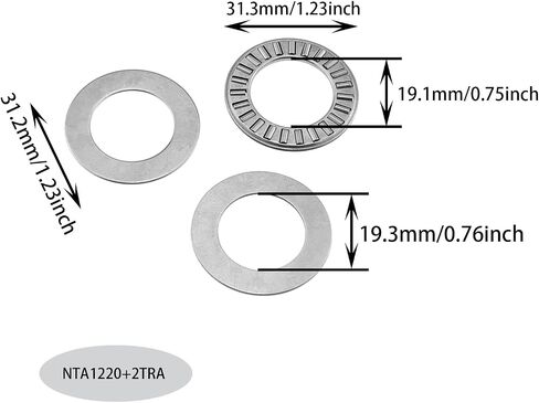 DGZZI 6 Sets Thrust Needle Roller Bearings Inch Flat Thrust Needle Roller Bearings with Two Washers NTA1220 and 2TRA Suitable for Mechanical Conveyors and Crushers and Elevators in Saudi Arabia