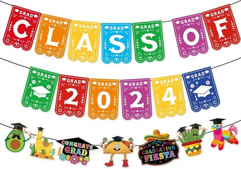 Mexican Graduation Decorations, NO-DIY Fiesta Graduation Party Decorations includes Class of 2024 Banner and Taco Graduation Party Decorations 2024 Garland, Fiesta De Graduacion Decoracion for Party in Saudi Arabia