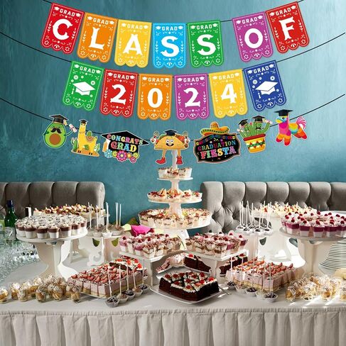 Mexican Graduation Decorations, NO-DIY Fiesta Graduation Party Decorations includes Class of 2024 Banner and Taco Graduation Party Decorations 2024 Garland, Fiesta De Graduacion Decoracion for Party in Saudi Arabia