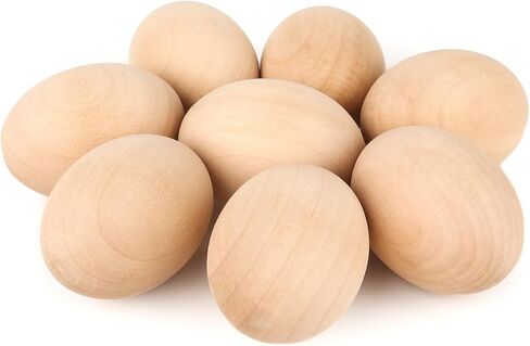 8 قطع من البيض الخشبي المزيف من BigOtters، لعبة البيض الصناعي بيضة عيد الفصح الخشبية للحرف اليدوية، بيض الدجاج المزيف، بيض التعشيش، ديكور المنزل لعيد الفصح in Kuwait