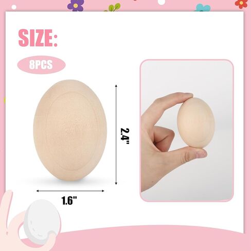 8 قطع من البيض الخشبي المزيف من BigOtters، لعبة البيض الصناعي بيضة عيد الفصح الخشبية للحرف اليدوية، بيض الدجاج المزيف، بيض التعشيش، ديكور المنزل لعيد الفصح in Kuwait