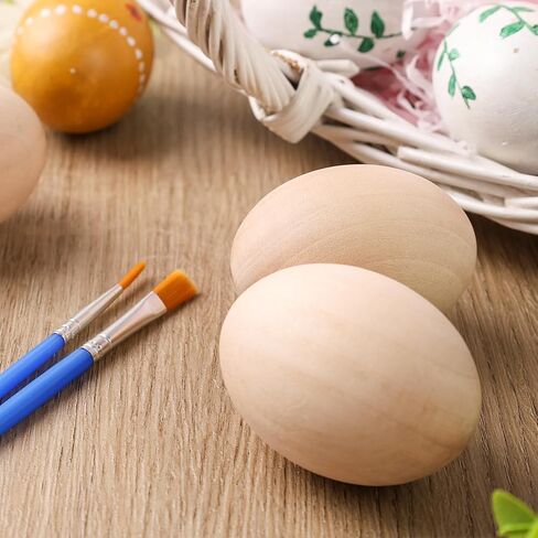 8 قطع من البيض الخشبي المزيف من BigOtters، لعبة البيض الصناعي بيضة عيد الفصح الخشبية للحرف اليدوية، بيض الدجاج المزيف، بيض التعشيش، ديكور المنزل لعيد الفصح in Kuwait