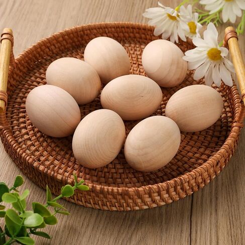 8 قطع من البيض الخشبي المزيف من BigOtters، لعبة البيض الصناعي بيضة عيد الفصح الخشبية للحرف اليدوية، بيض الدجاج المزيف، بيض التعشيش، ديكور المنزل لعيد الفصح in Kuwait