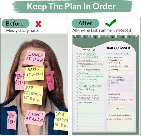 KONVINIT To Do List Notepad، 52 ورقة لقائمة المهام للعمل - 6.5 بوصة × 9.8 بوصة - مخطط يومي غير مؤرخ من موراندي مناسب للمنزل والعمل والمدرسة واللوازم المكتبية in Kuwait