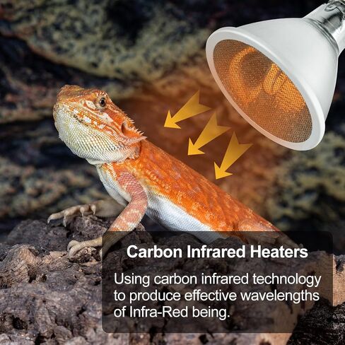 REPTI ZOO Reptile Basking Heat Lamp Bulb, 100W Splashproof Energy Saving Deep Heater Non-Luminous Carbon Infrared Heat Bulb for Reptile Amphibians in Saudi Arabia