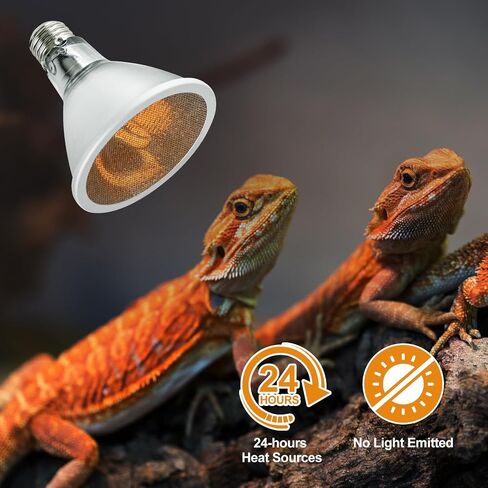 REPTI ZOO Reptile Basking Heat Lamp Bulb, 100W Splashproof Energy Saving Deep Heater Non-Luminous Carbon Infrared Heat Bulb for Reptile Amphibians in Saudi Arabia