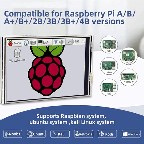 شاشة لمس iPistBit مقاس 3.5 بوصة، شاشة LCD TFT SPI مقاس 480 × 320 بوصة متوافقة مع Raspberry Pi 5/4/3/2/Zero/B/B+ in Kuwait