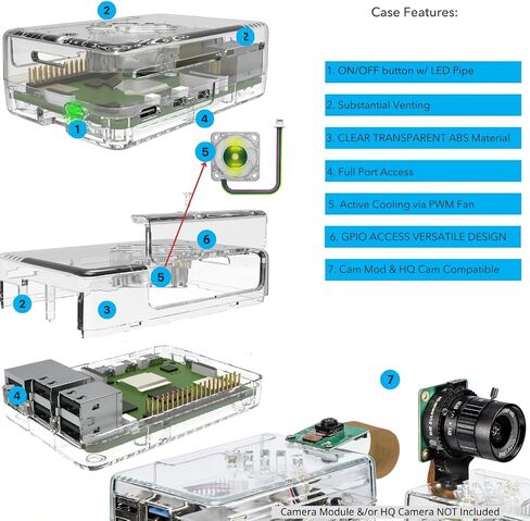 Vilros Raspberry Pi 5 (4GB RAM) Basic Starter Kit with LED Lit Fan Case -Includes Raspberry Pi 5 Board -Case -Power Supply-Preloaded Micro SD Card -Heatsinks-Micro HDMI Adapter & More in Saudi Arabia