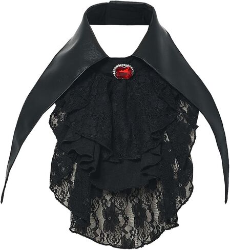 ANDHOM Womens Gothic Lace Ruffle Shawl Collar Detachable Collar for a Steampunk Twist in Saudi Arabia