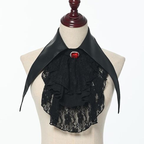 ANDHOM Womens Gothic Lace Ruffle Shawl Collar Detachable Collar for a Steampunk Twist in Saudi Arabia