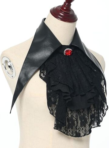 ANDHOM Womens Gothic Lace Ruffle Shawl Collar Detachable Collar for a Steampunk Twist in Saudi Arabia
