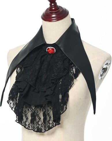 ANDHOM Womens Gothic Lace Ruffle Shawl Collar Detachable Collar for a Steampunk Twist in Saudi Arabia