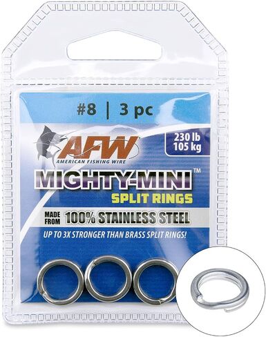 American Fishing Wire Mighty Mini Stainless Steel Split Rings, 3 Times Stronger Than Brass, Superior Holding Power for Fisherman and Outdoorsman - 100pcs in Bright Stainless Steel and Gunmetal Black in Saudi Arabia