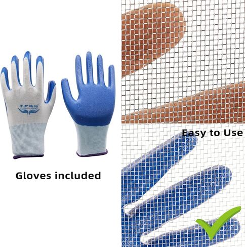 YiJiLi 2pack 304 شبكة سلكية من الفولاذ المقاوم للصدأ، 20 شبكة من الفولاذ - لا تصدأ أبدًا فتحة 1 مم تبقي القوارض خارجًا أو تجعل أي أشكال سهلة القطع ومستقيمة، مع قفازات مقاومة للقطع (12.2 × 24 بوصة / 31 * 61 سم) in Kuwait