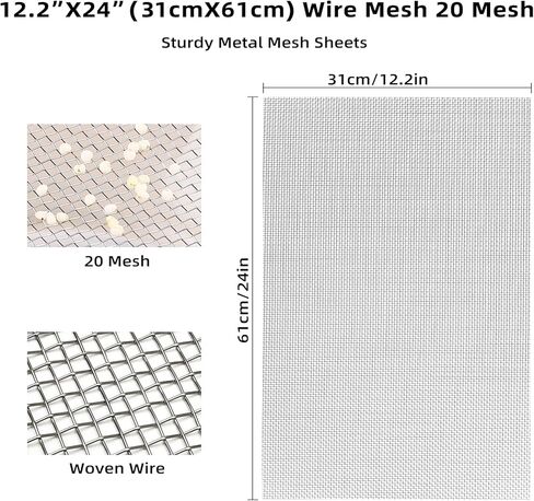 YiJiLi 2pack 304 شبكة سلكية من الفولاذ المقاوم للصدأ، 20 شبكة من الفولاذ - لا تصدأ أبدًا فتحة 1 مم تبقي القوارض خارجًا أو تجعل أي أشكال سهلة القطع ومستقيمة، مع قفازات مقاومة للقطع (12.2 × 24 بوصة / 31 * 61 سم) in Kuwait
